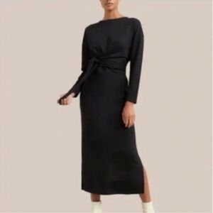 Modern Citizen Black tie front Long Sleeve midi Dress